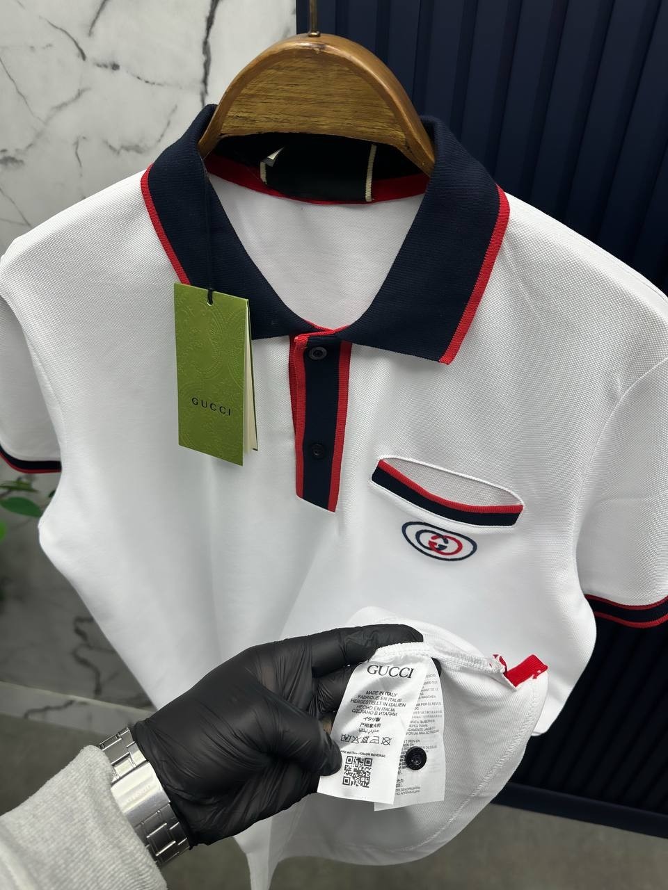 G Logolu Beyaz Pamuklu Polo Yaka T-Shirt