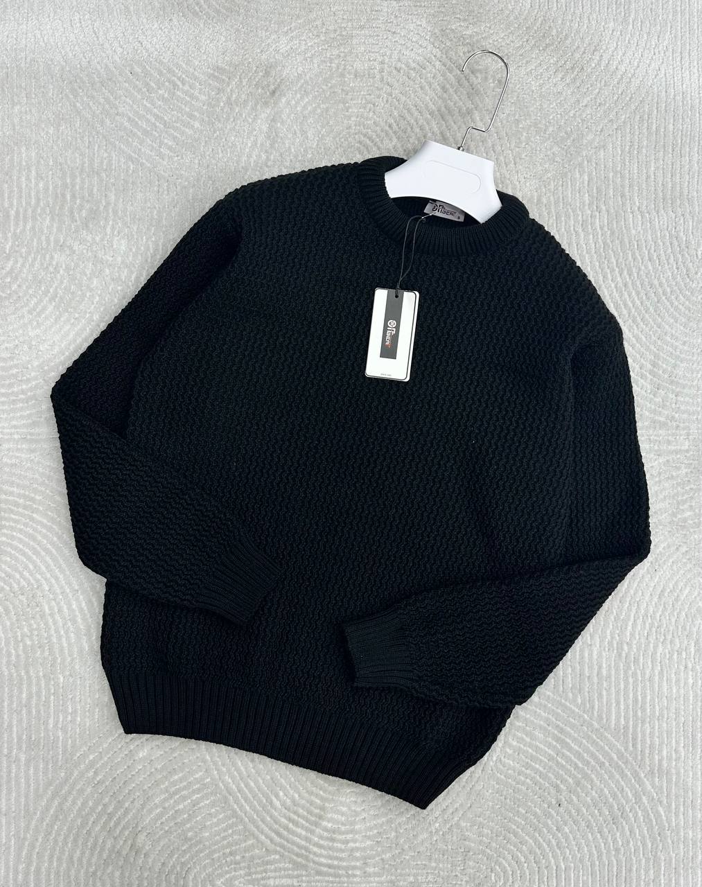 OFB 551  - Triko Simit Yaka Kazak- Siyah