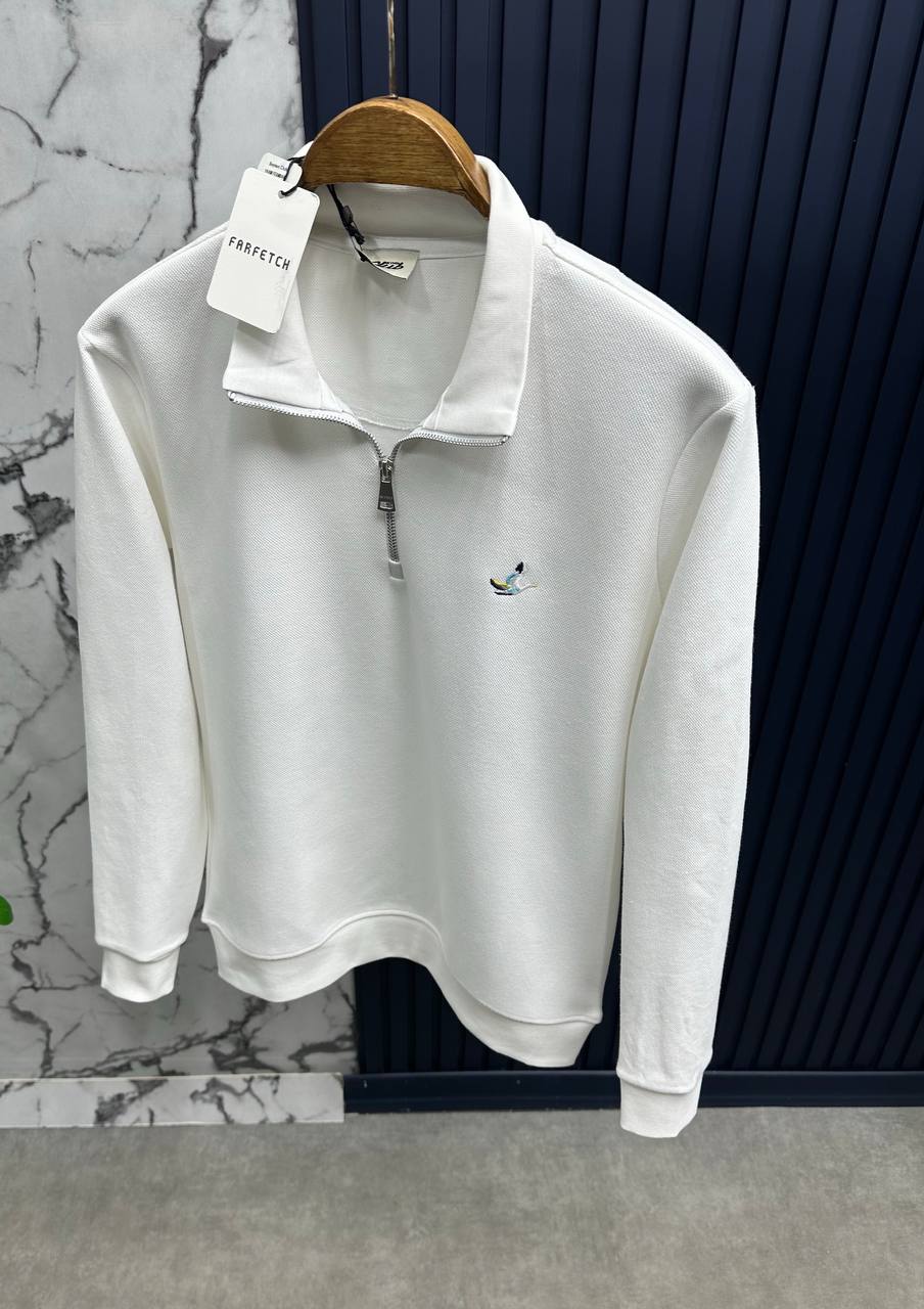 Bymen Yarım Fermuarlı Sweatshirt-Beyaz