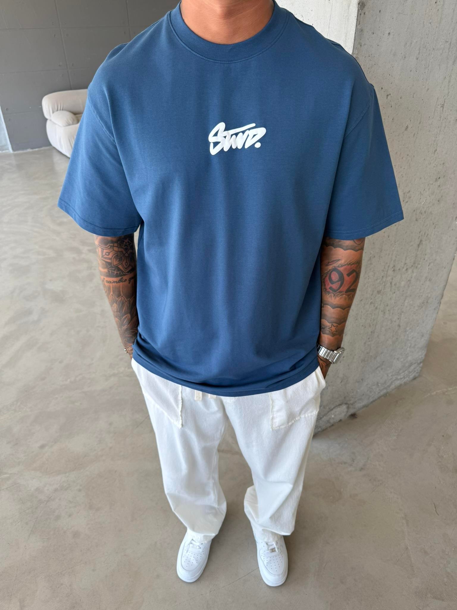 Baskılı Stwd T-Shirt - İndigo