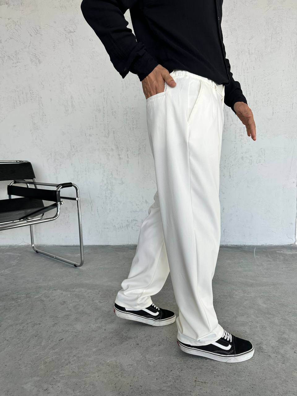 Ekru Baggy Kesim Kumaş Pantolon