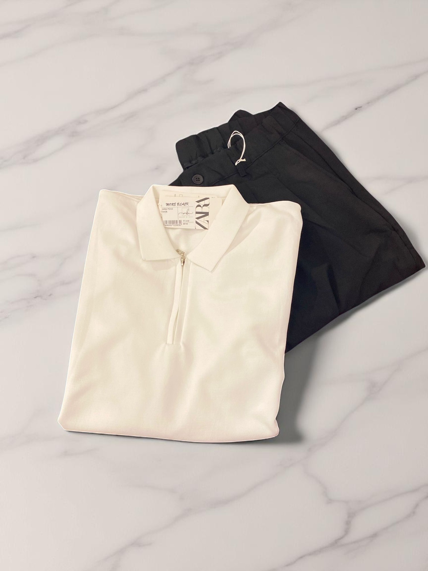 FERMUARLI POLO YAKA T-SHİRT -beyaz