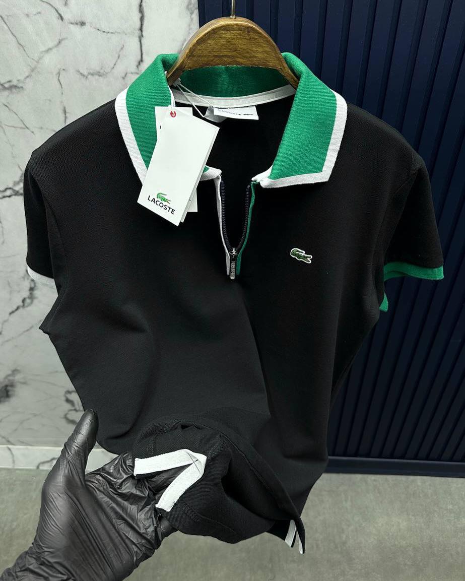 LCSTE Fermuarlı Polo Yaka T-Shirt -Siyah