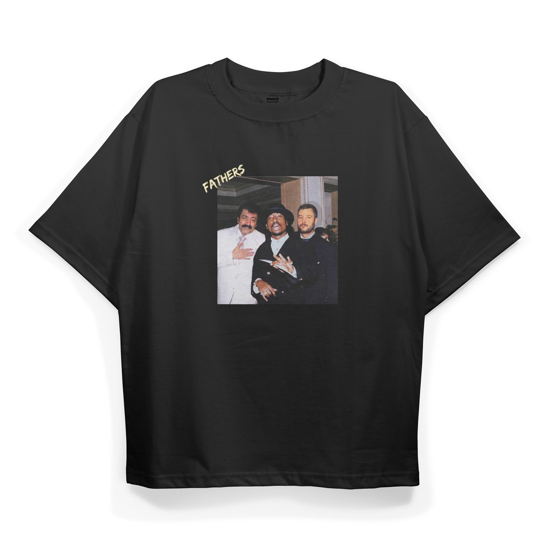 Fathers Baskılı Oversize Tshirt -Siyah