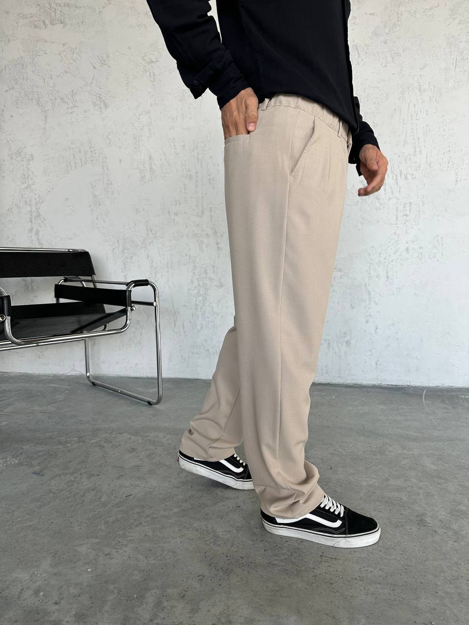 Bej  Baggy Kesim Kumaş Pantolon