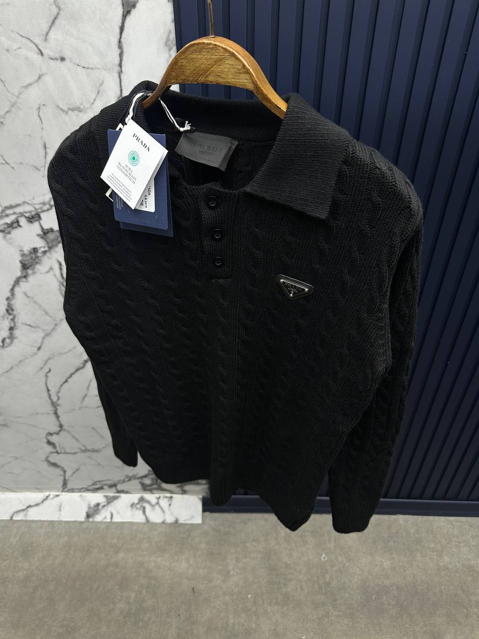 Prda Pamuk Triko Polo Yaka-Siyah