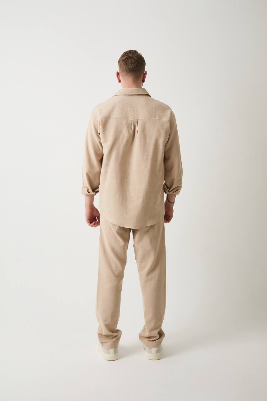 Müslin Kumaş Oversize Bej  Gömlek
