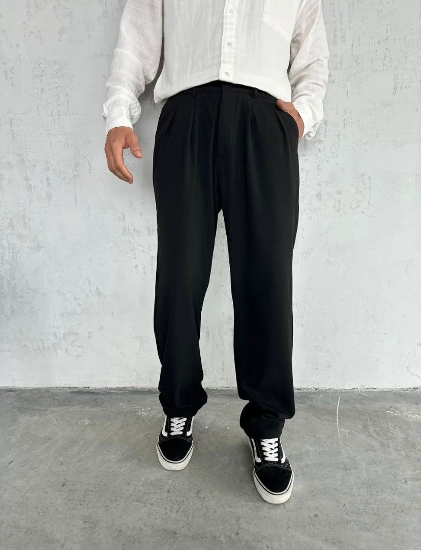 Siyah Baggy Kumaş Pantolon