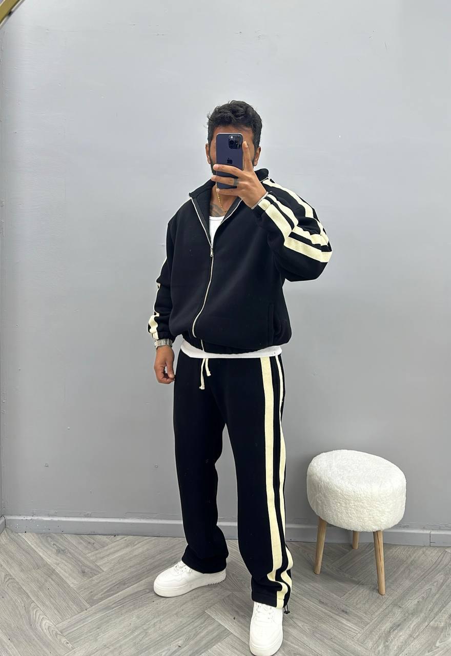 00089  Şeritli Takım Baggy -Siyah