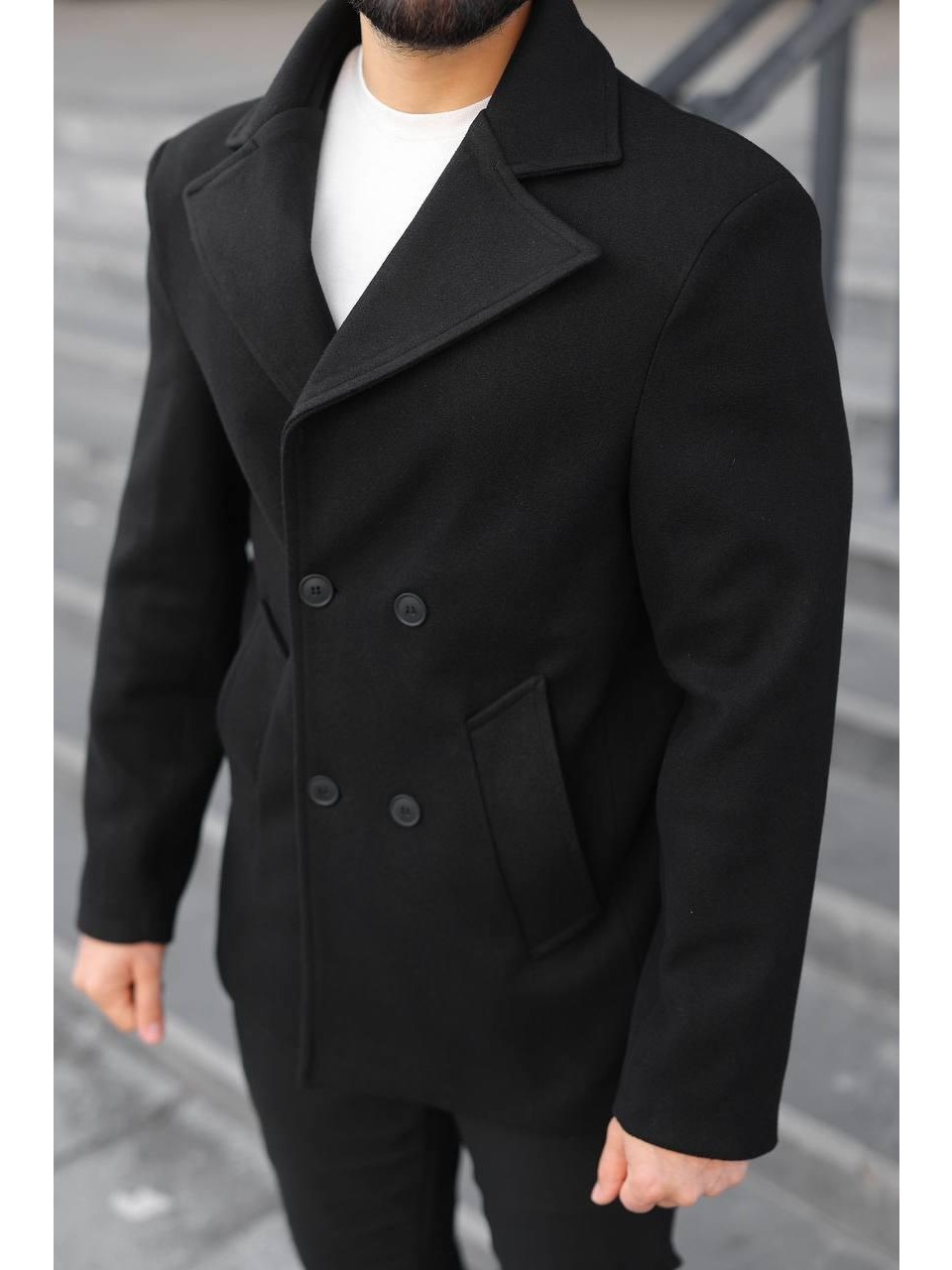 USC 634  Erkek Kaşe Mont-Siyah