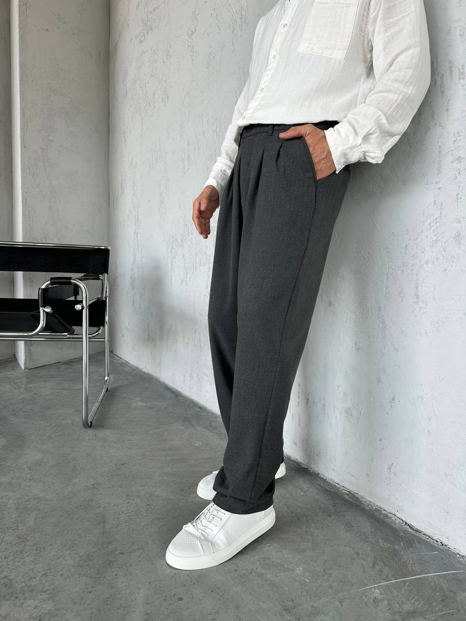 Antrasit Baggy Kesim Kumaş Pantolon