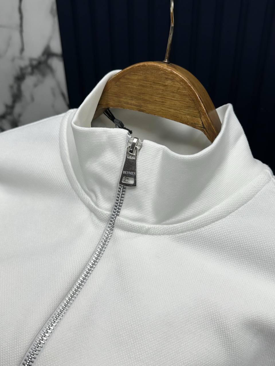 Bymen Yarım Fermuarlı Sweatshirt-Beyaz