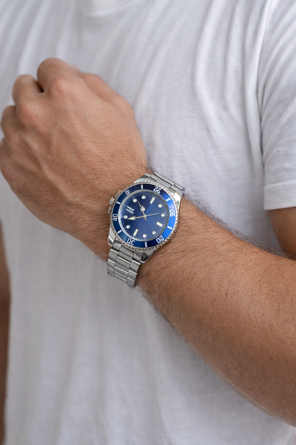 Mavi kadran çelik kordon saat