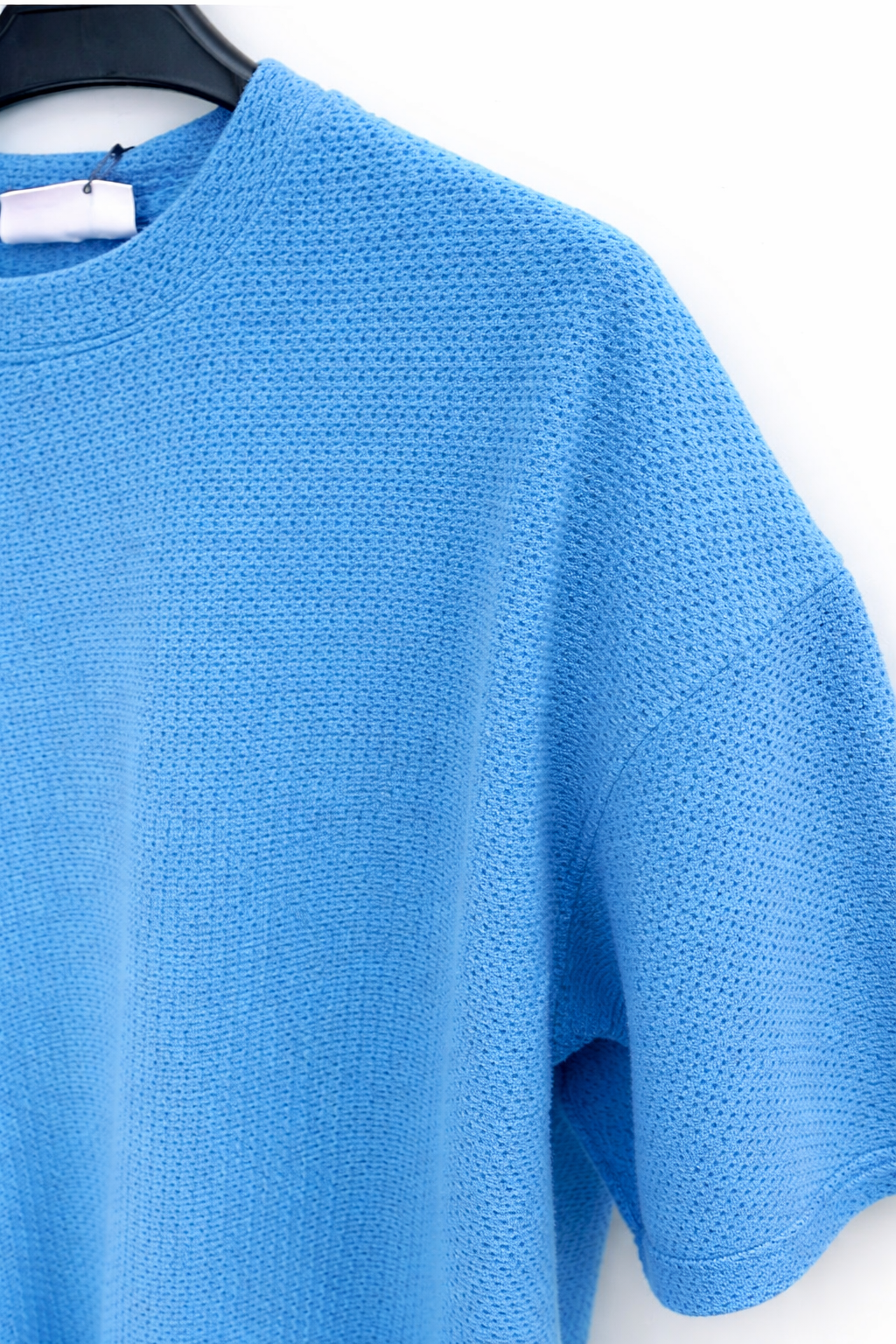 Delikli Oversıze Tshirt-Mavi