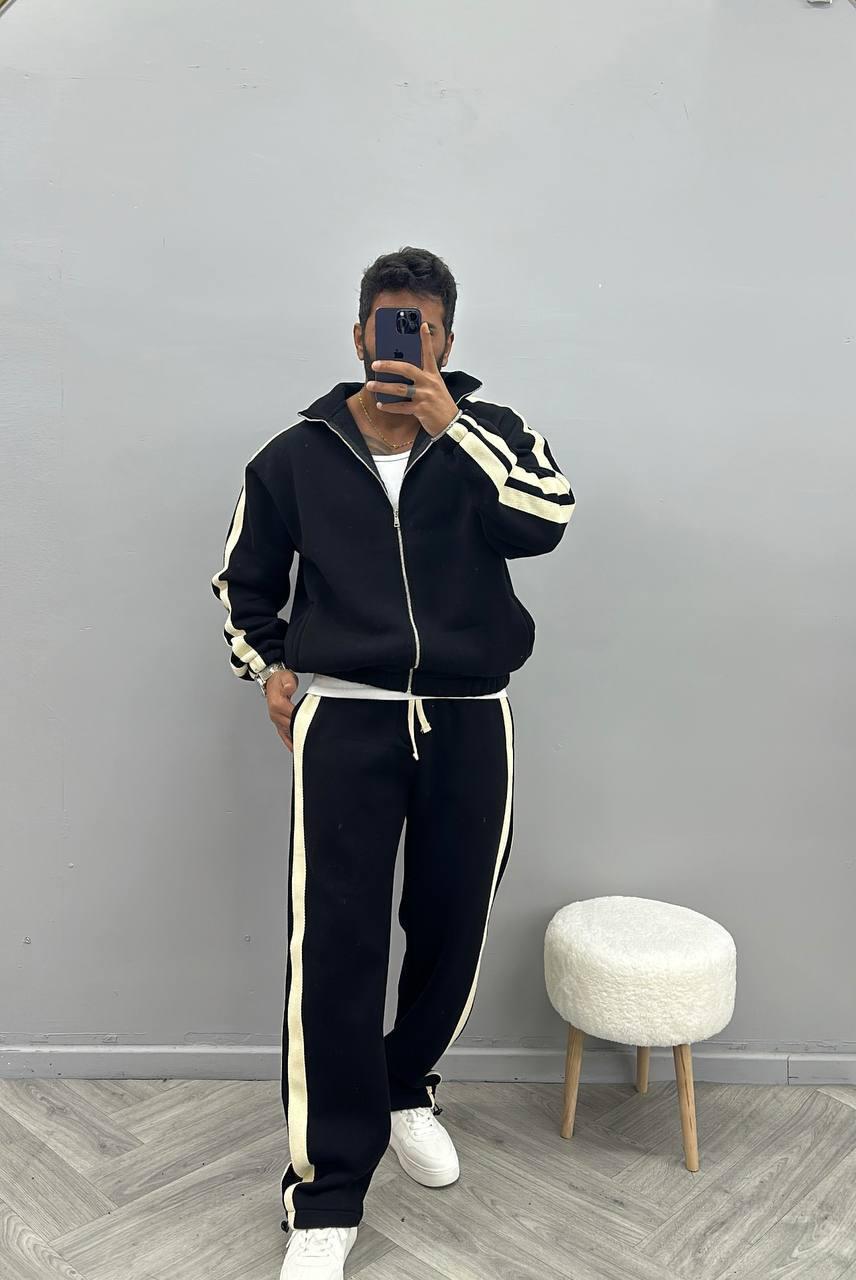 00089  Şeritli Takım Baggy -Siyah