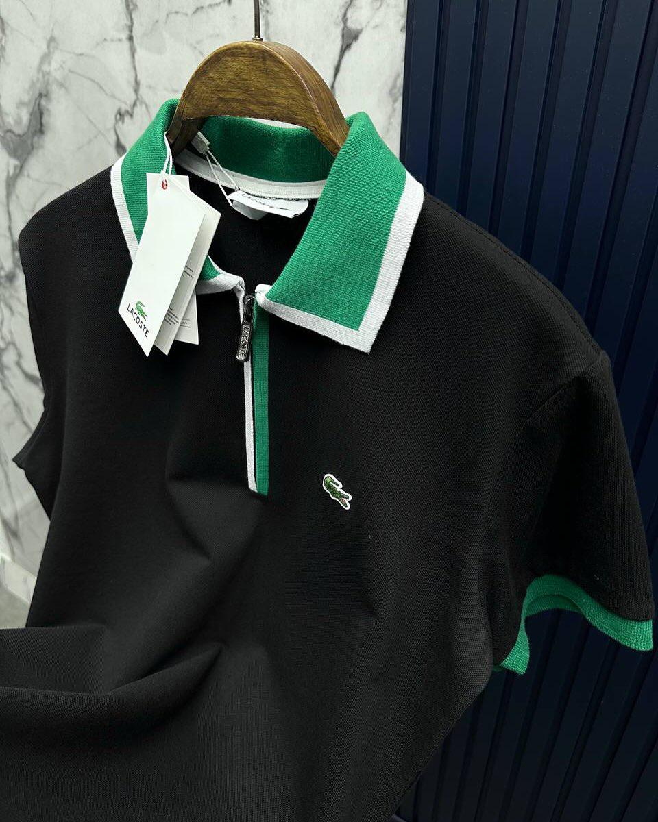 LCSTE Fermuarlı Polo Yaka T-Shirt -Siyah