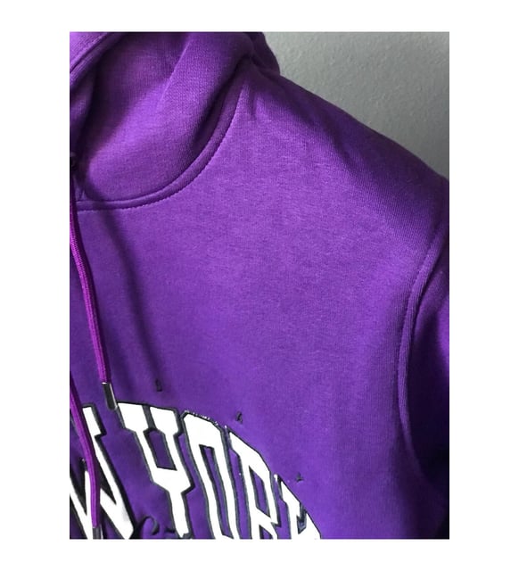 Kapüşonlu Unisex New York City  Sweatshirt -Mor