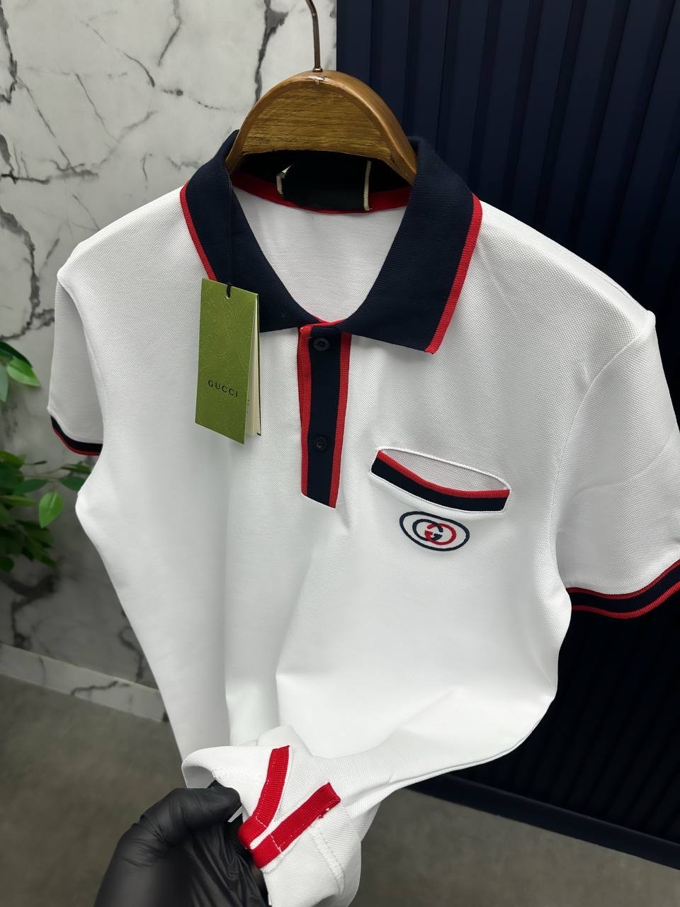 G Logolu Beyaz Pamuklu Polo Yaka T-Shirt