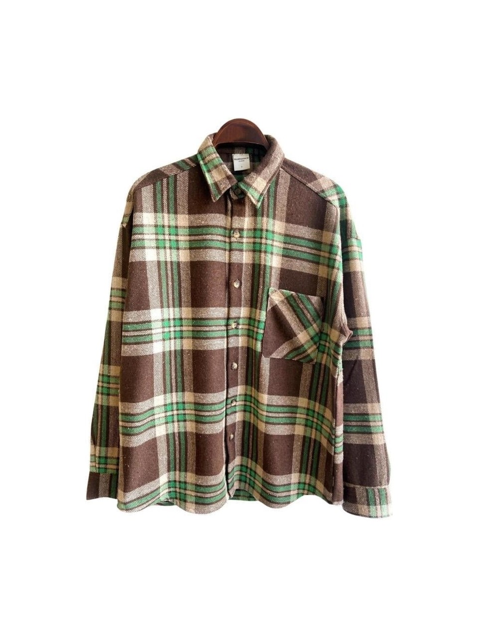 Çift Çizgili Oduncu Oversize Gömlek Kahve-Yeşil