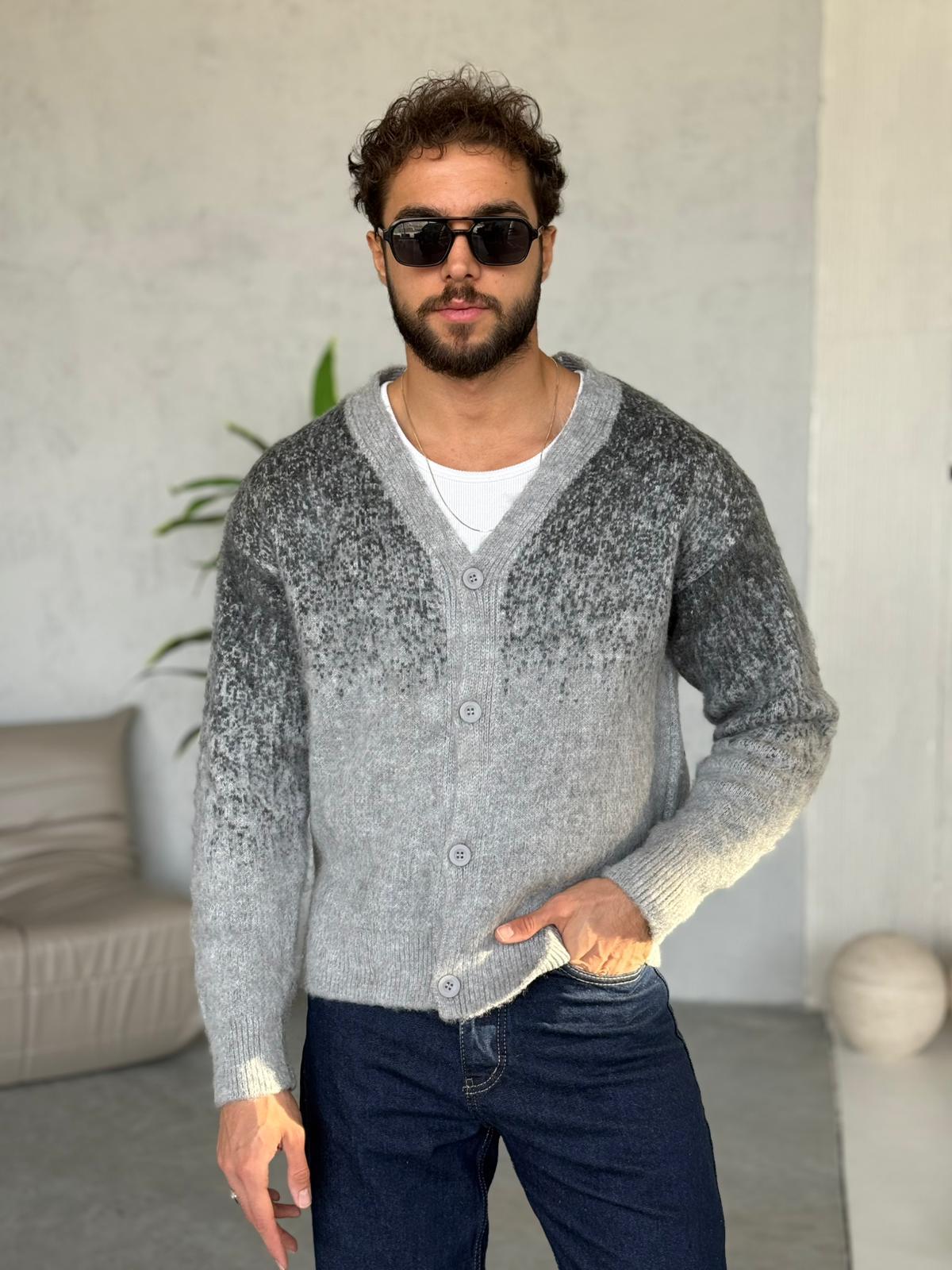 EST010 Kırçıllı Yün Hırka -Gri