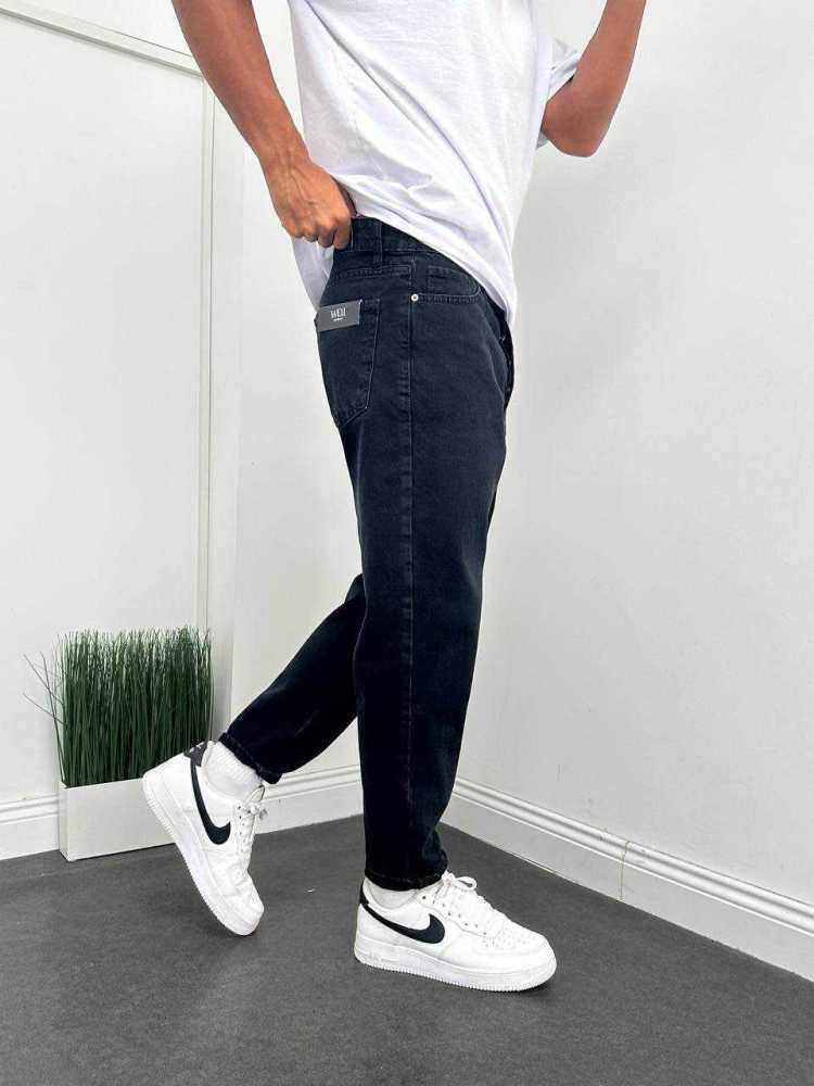 Taşlı  Siyah Boyfriend Pantolon
