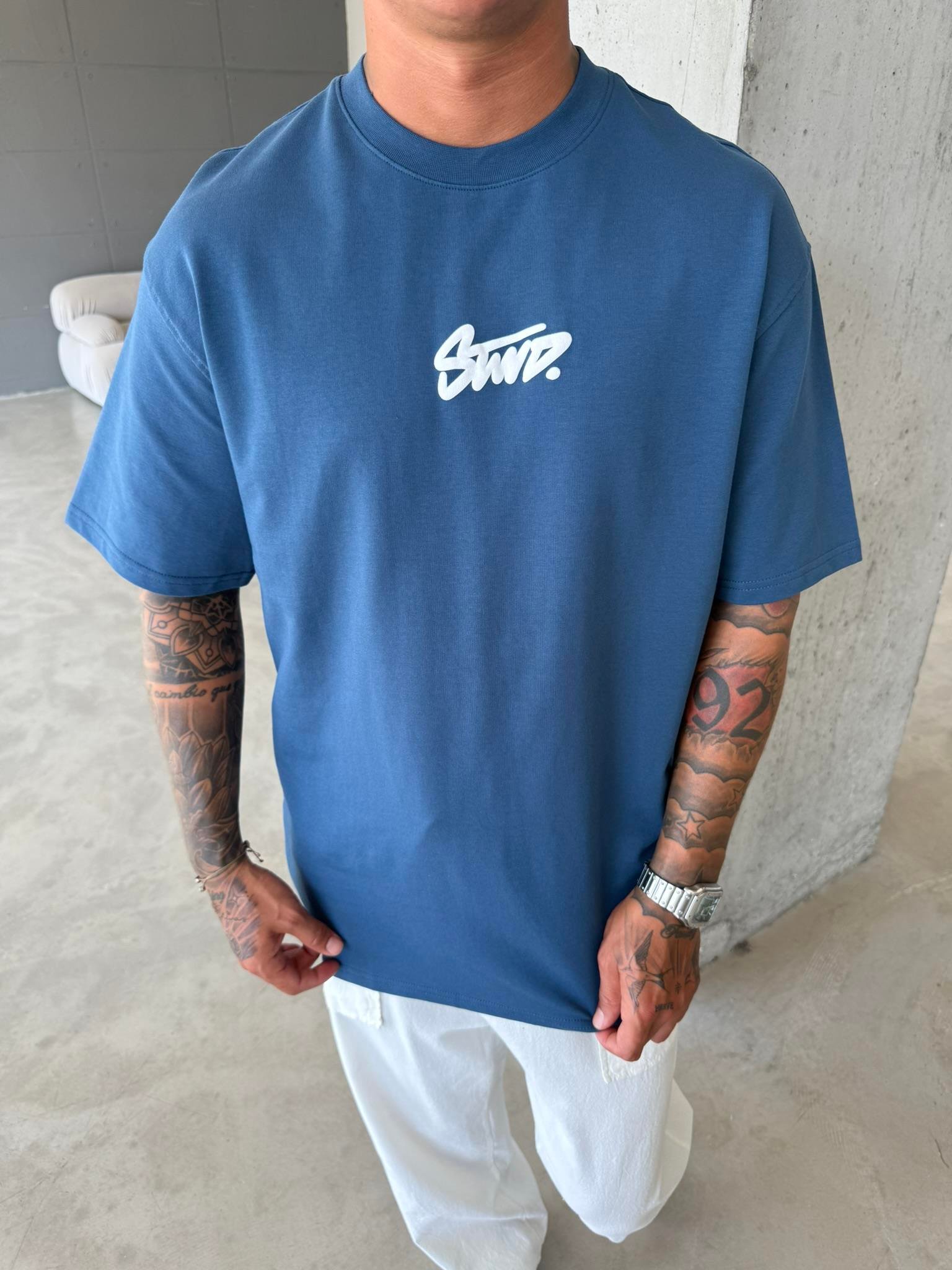 Baskılı Stwd T-Shirt - İndigo