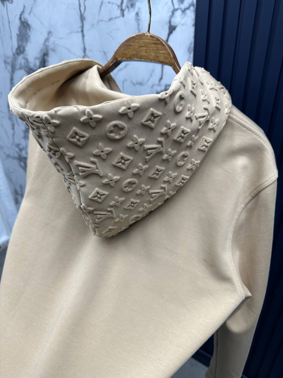 louis vuitton unisex kapüşonlu sweatshirt -bej