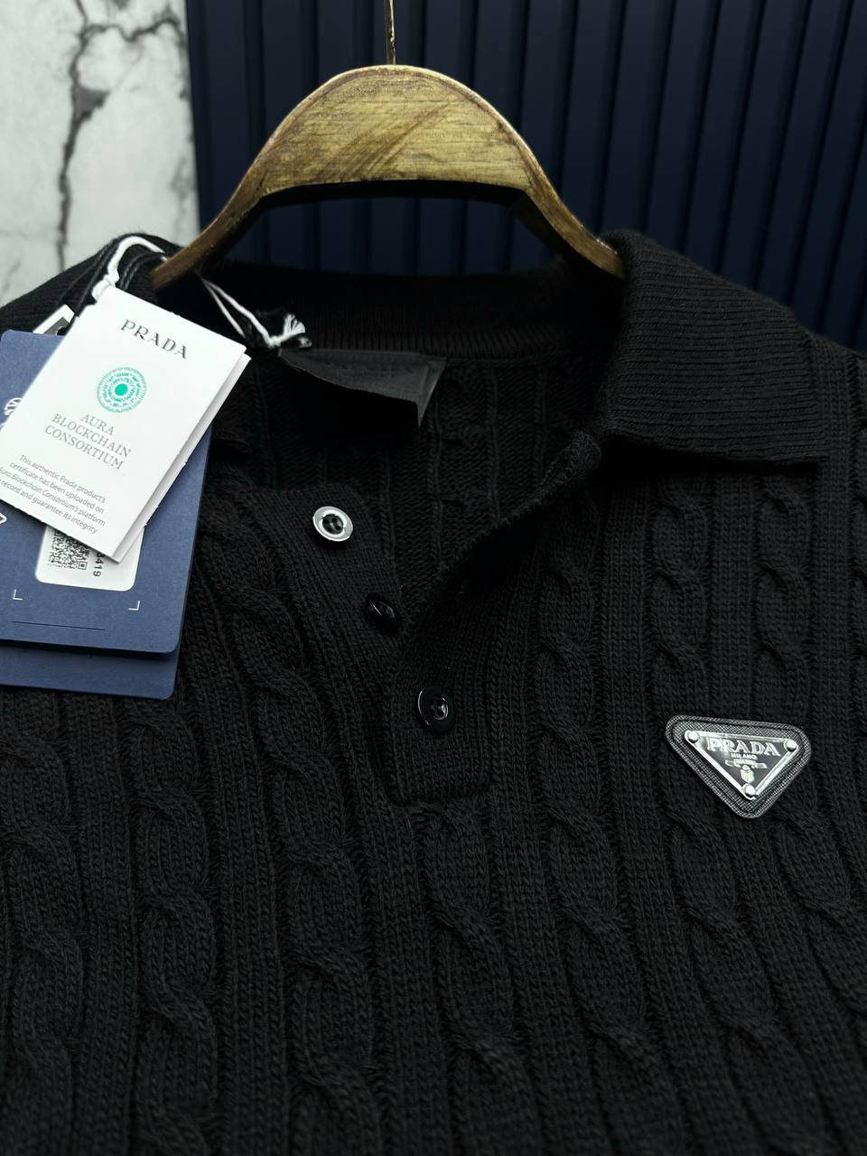 Prda Pamuk Triko Polo Yaka-Siyah