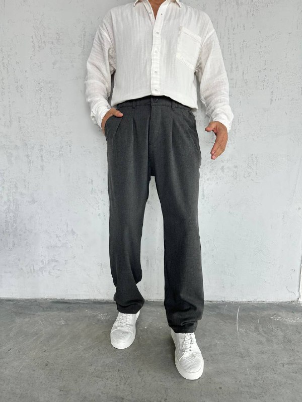 Antrasit Baggy Kesim Kumaş Pantolon