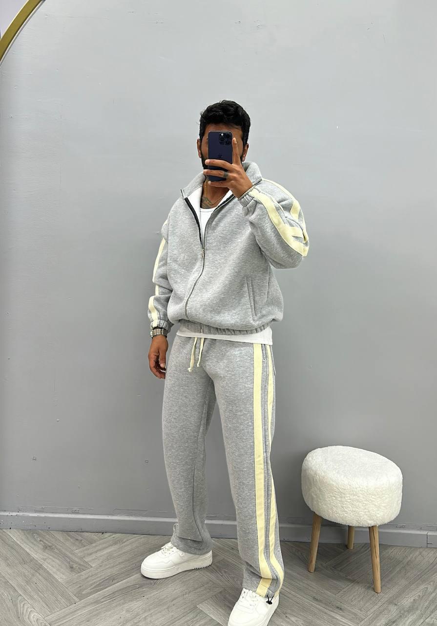 00089  Şeritli Takım Baggy -Gri