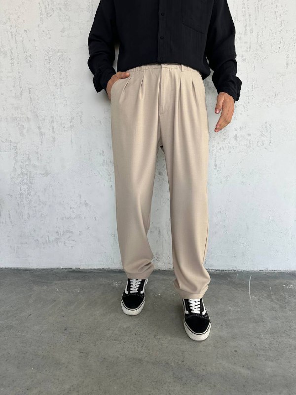 Bej  Baggy Kesim Kumaş Pantolon
