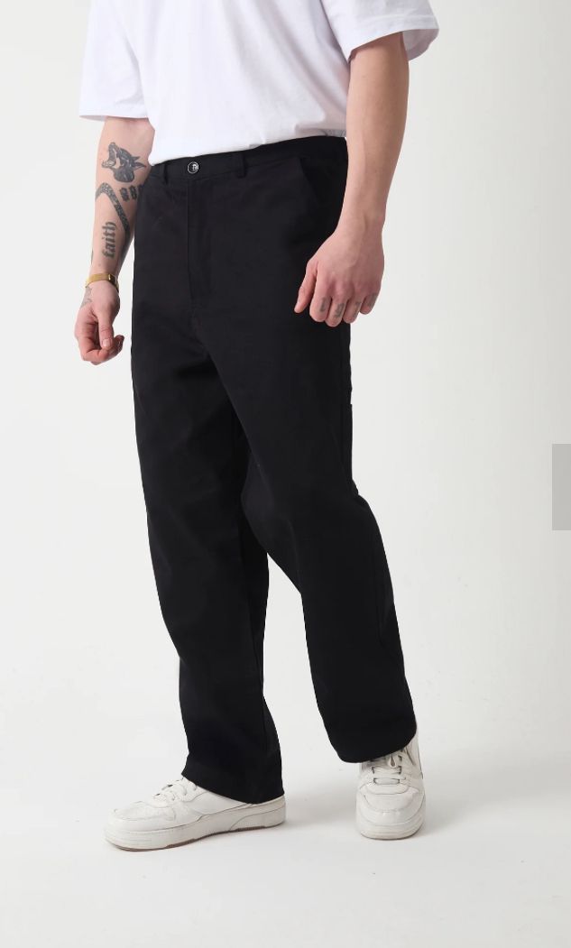 BAGGY GABARDİN PANTOLON-siyah