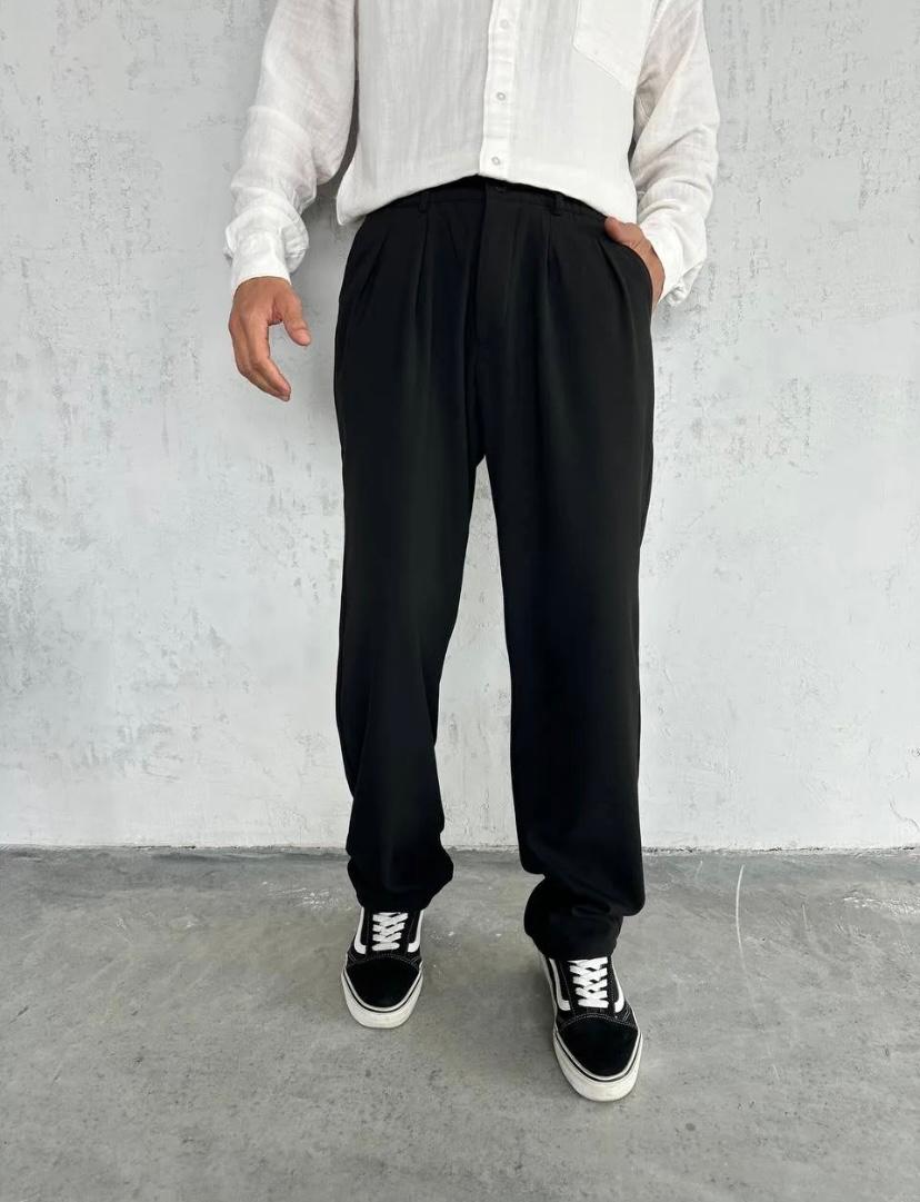 Siyah Baggy Kumaş Pantolon