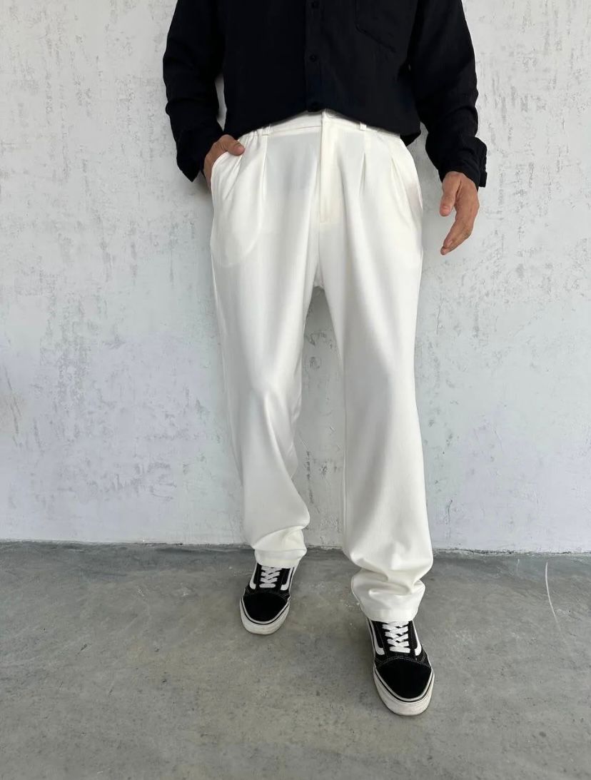 Ekru  Baggy Kumaş Pantolon