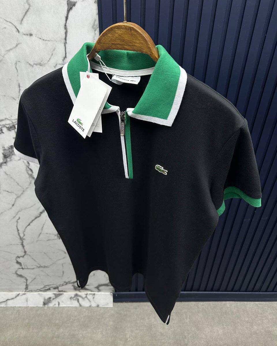 LCSTE Fermuarlı Polo Yaka T-Shirt -Siyah