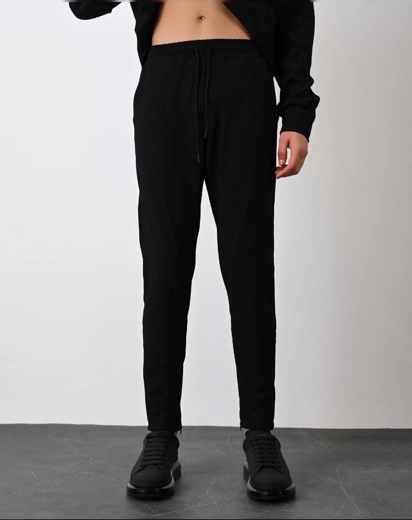 PNT 1067 Fitilli Jogger Alt - Siyah