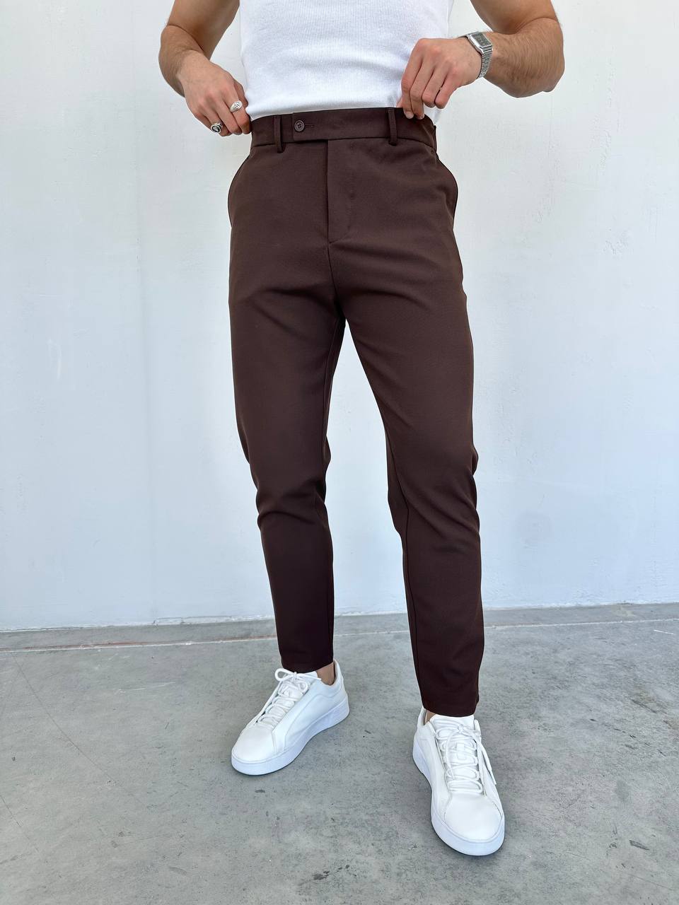 Slim Fit Kahverengi  Kumaş Pantolon