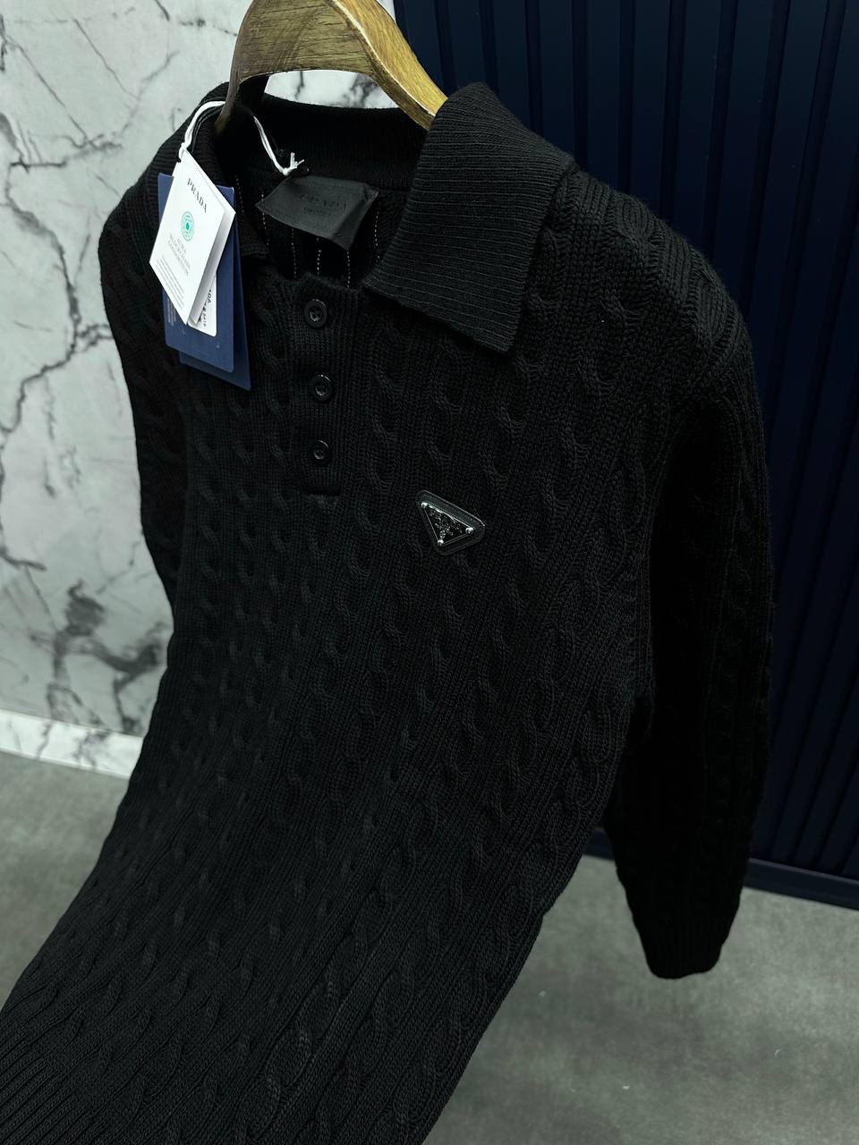 Prda Pamuk Triko Polo Yaka-Siyah