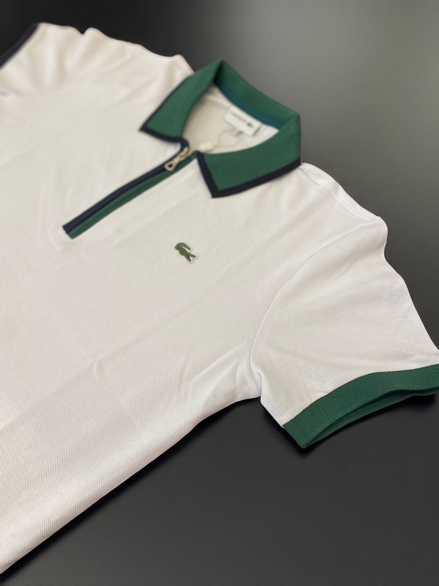 LCSTE Fermuarlı Polo Yaka T-Shirt -Beyaz