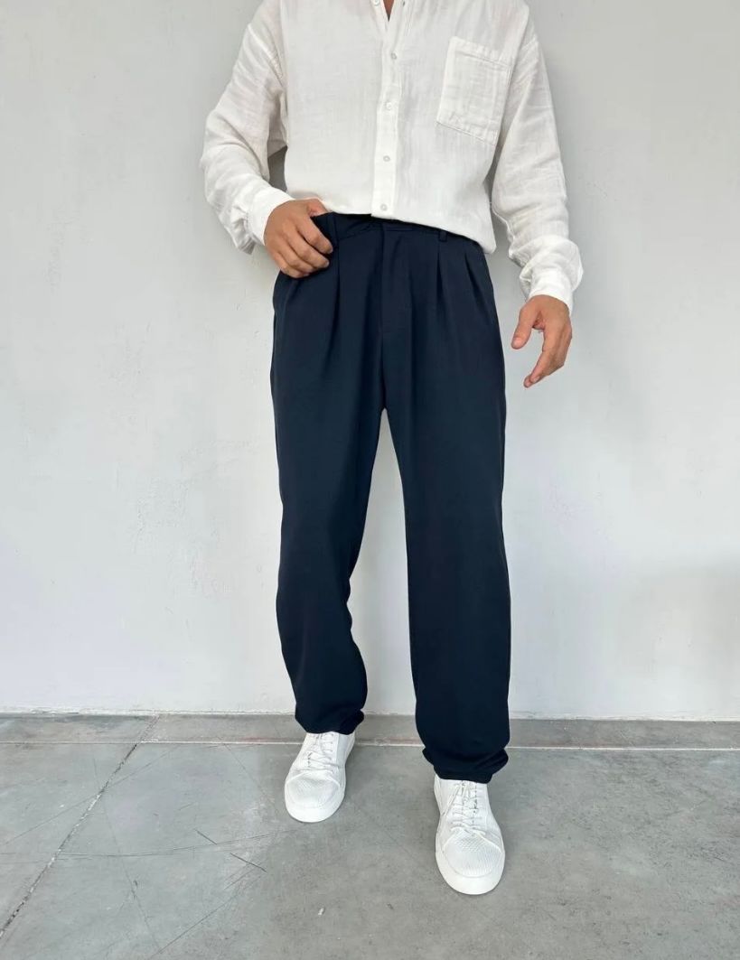 Lacivert  Baggy Kumaş Pantolon