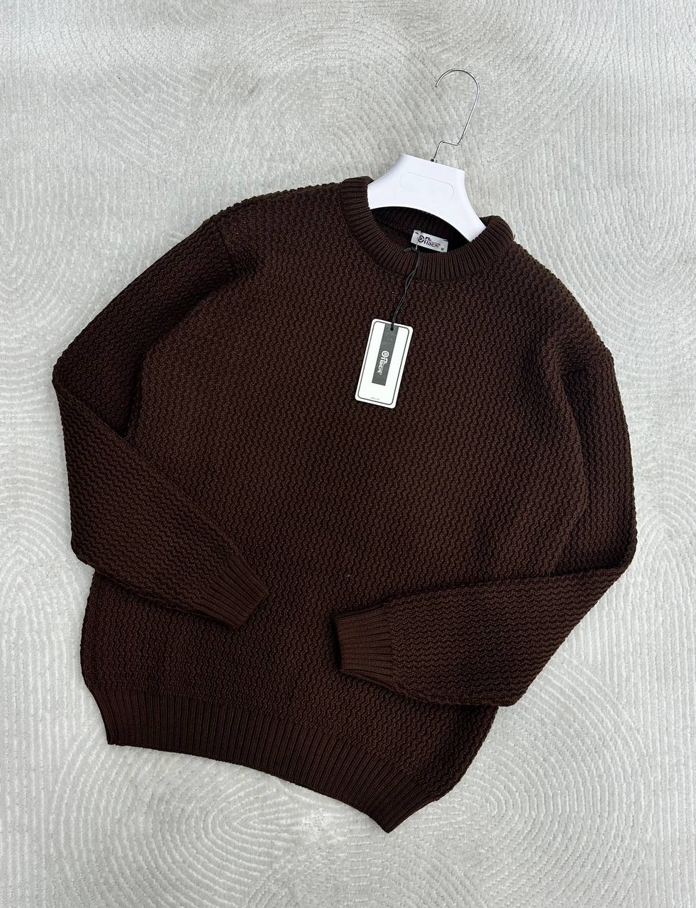 OFB 551 - Triko Simit Yaka Kazak- Kahve