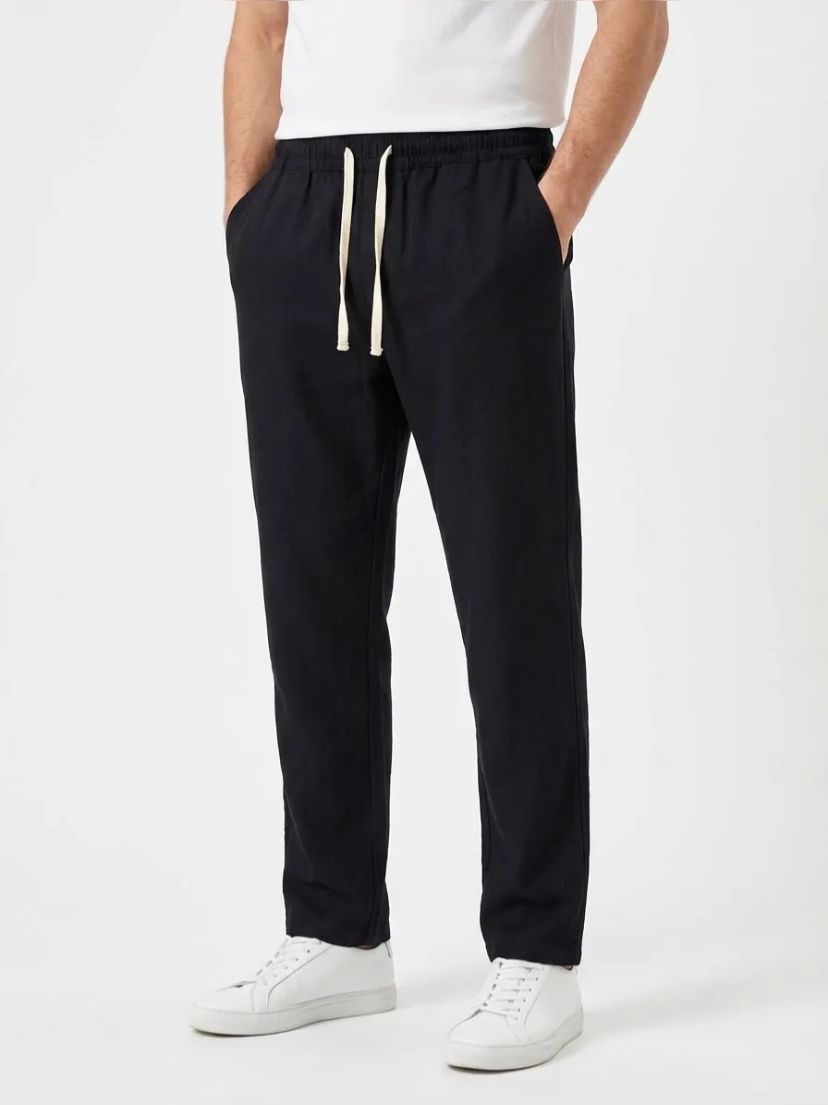 Siyah  Keten Baggy Pantolon