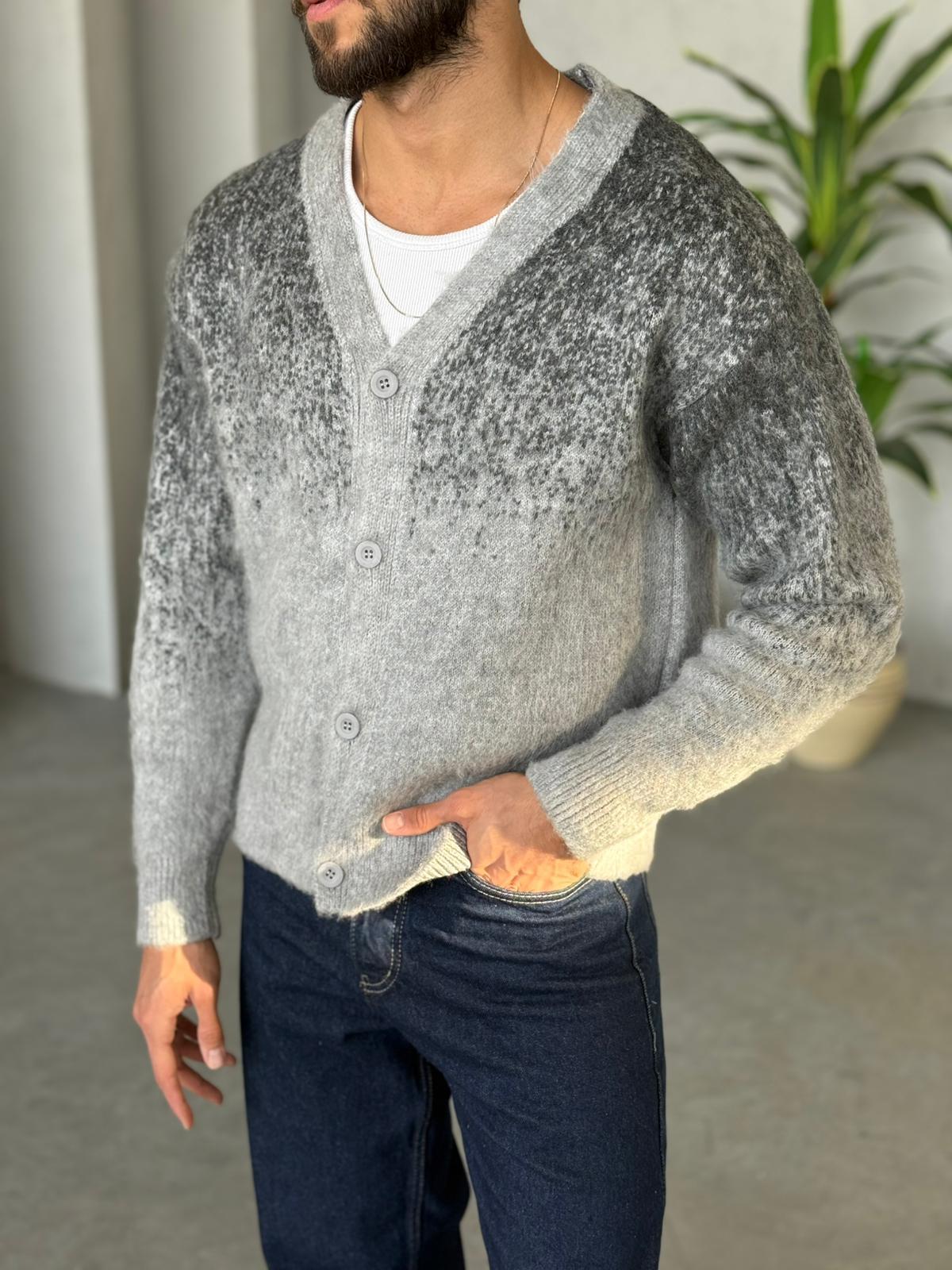 EST010 Kırçıllı Yün Hırka -Gri