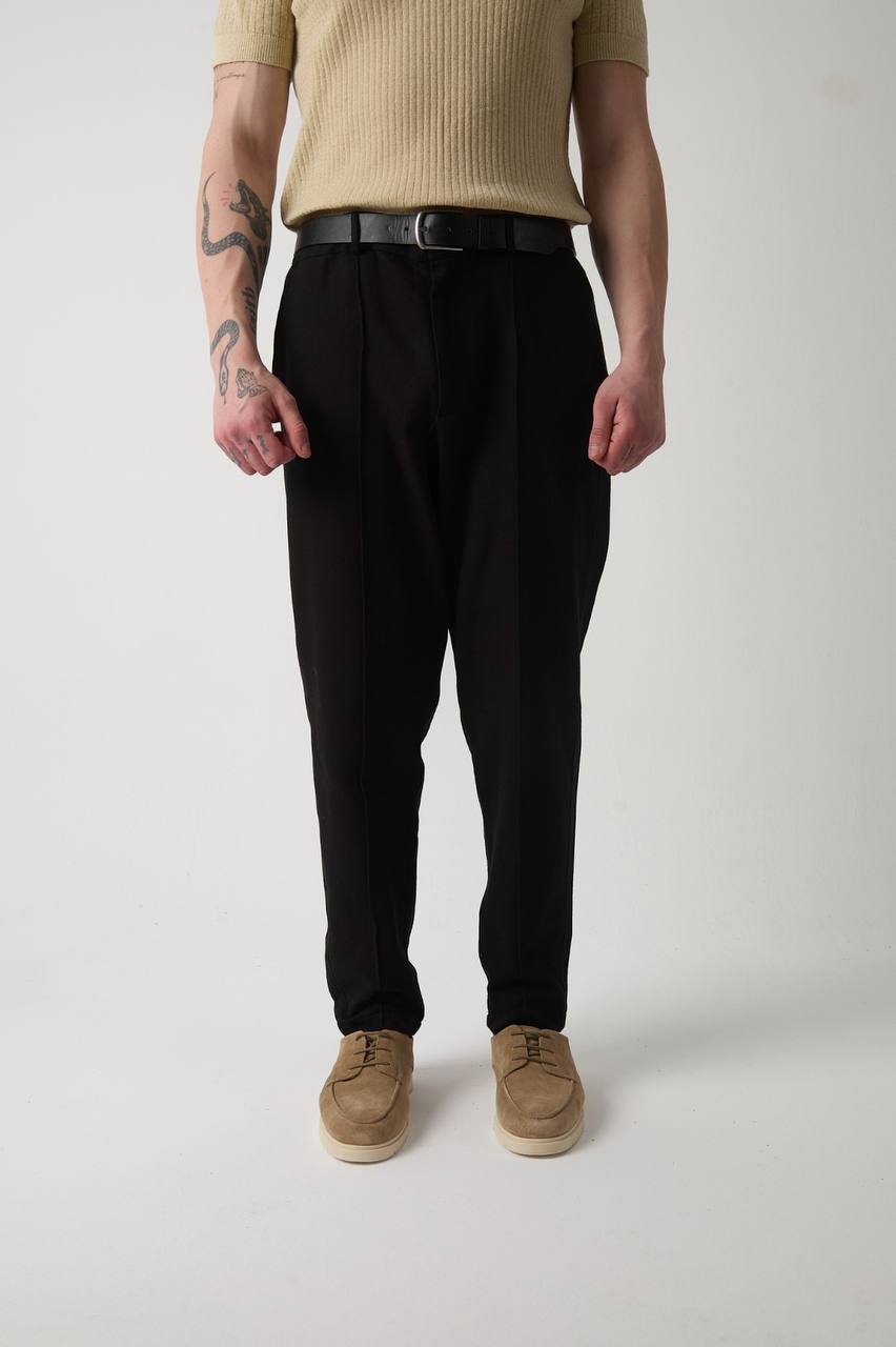 Siyah Bel Lastikli Carrot Fit Erkek Pantolon