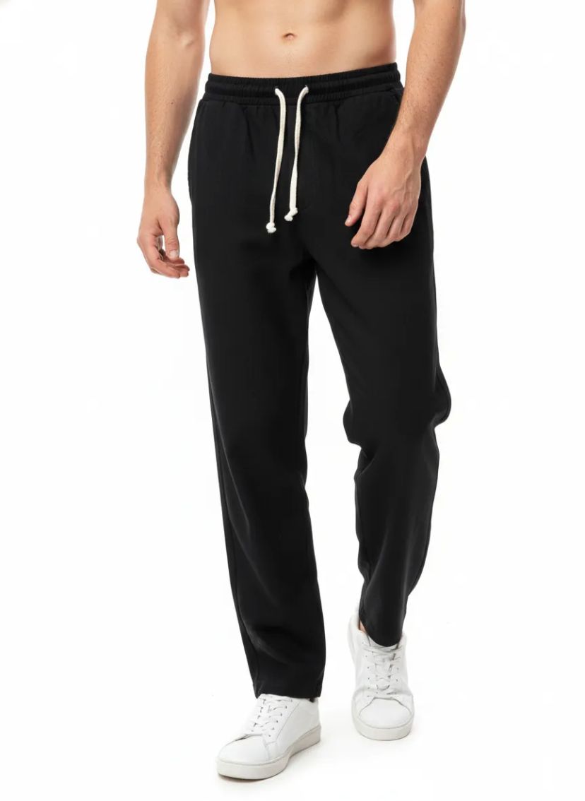 Siyah  Keten Baggy Pantolon