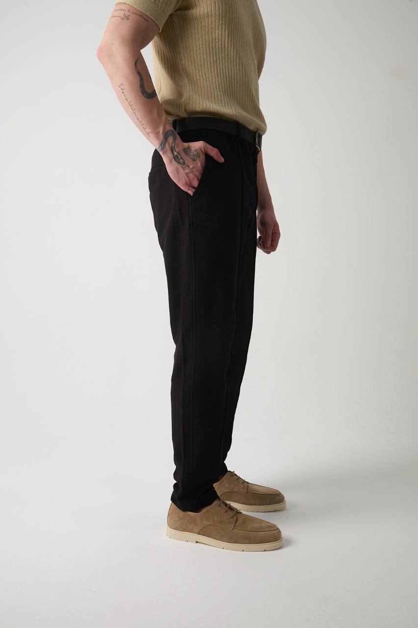 Siyah Bel Lastikli Carrot Fit Erkek Pantolon