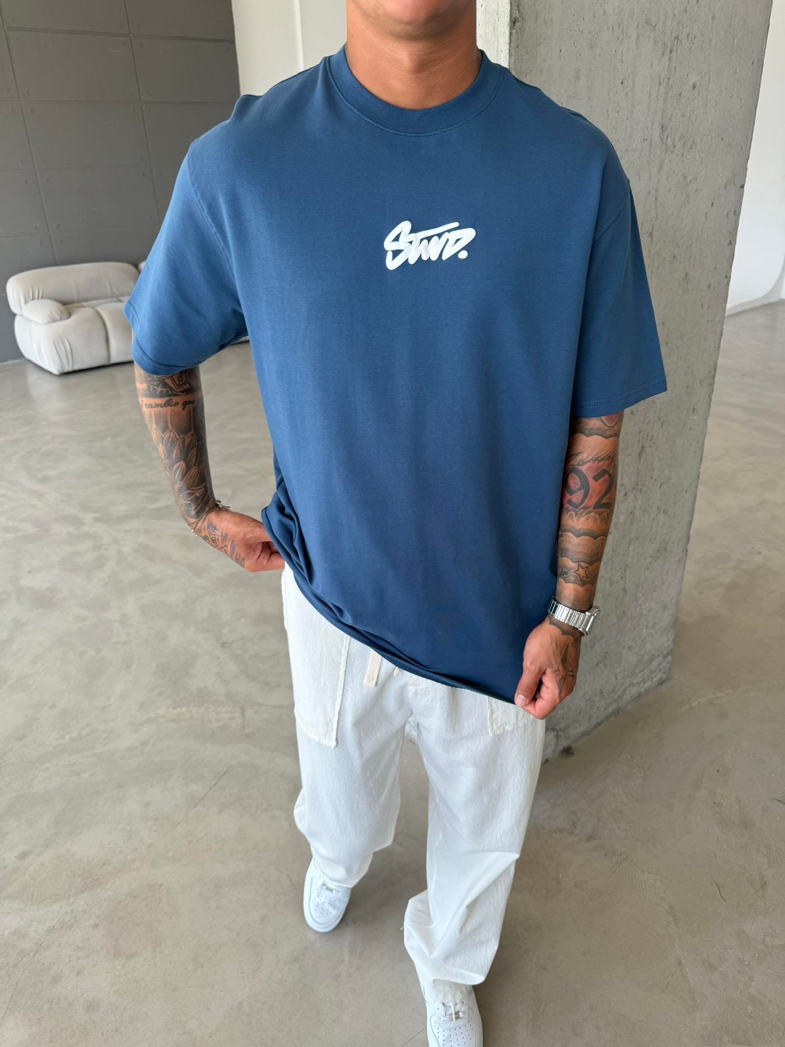 Baskılı Stwd T-Shirt - İndigo