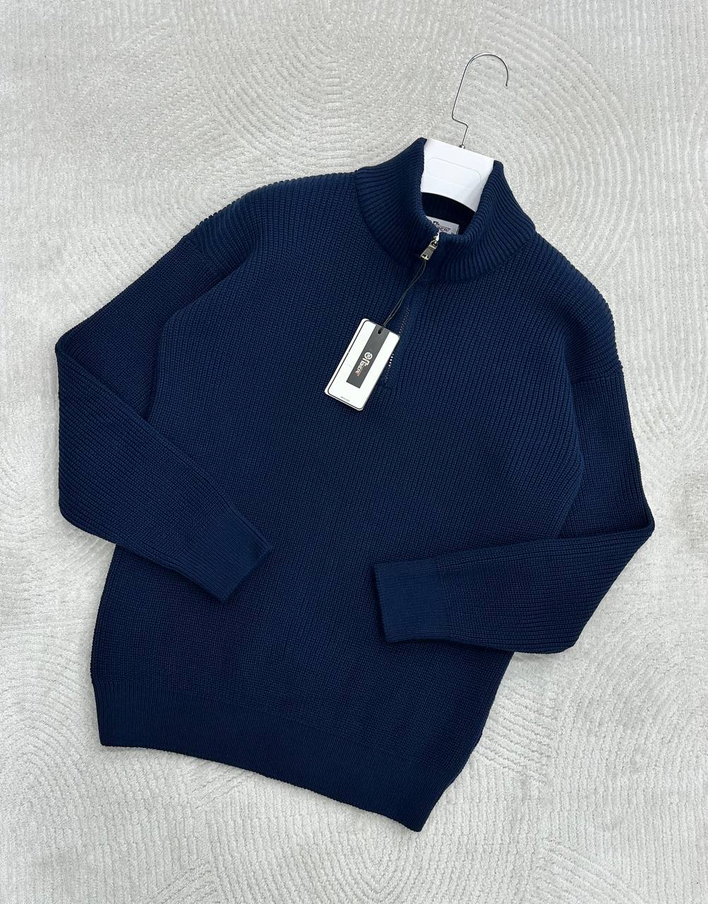 0FB 550 -Triko Fermuarlı Dik Yaka-Lacivert