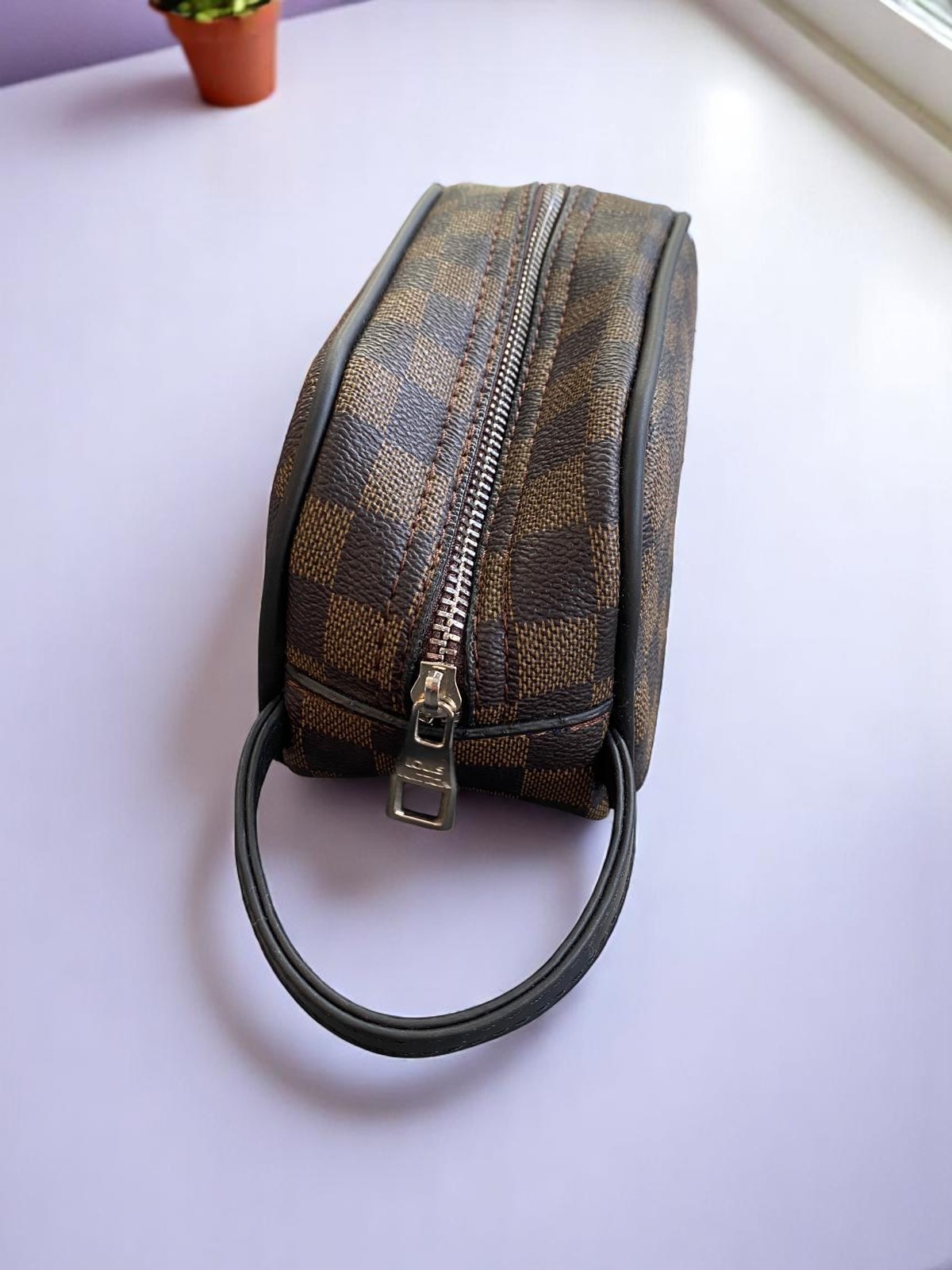 Unisex Damalı Kahverengi El Çantası