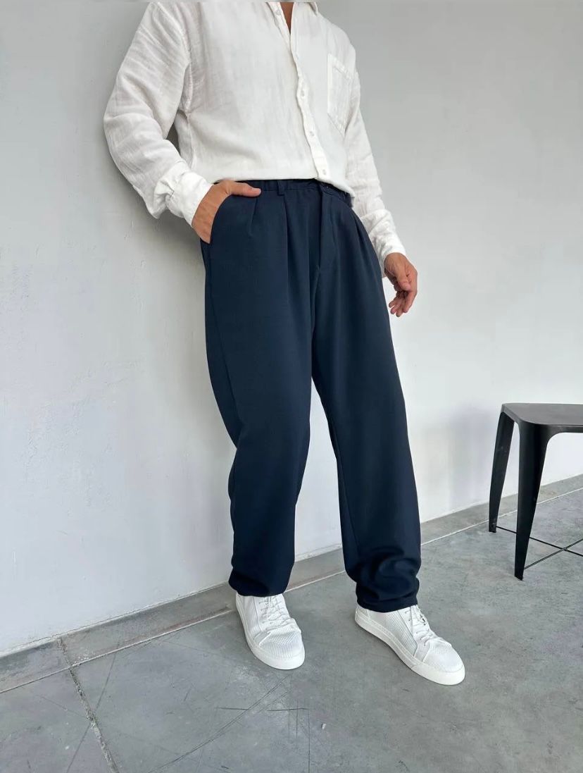 Lacivert  Baggy Kumaş Pantolon